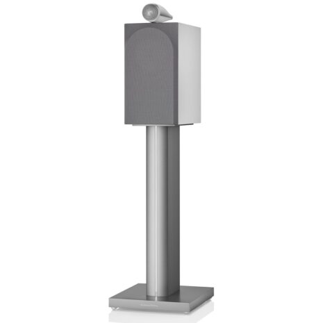 side view with stand and grille whote bowers and wilkins 705 s3 bookshelf