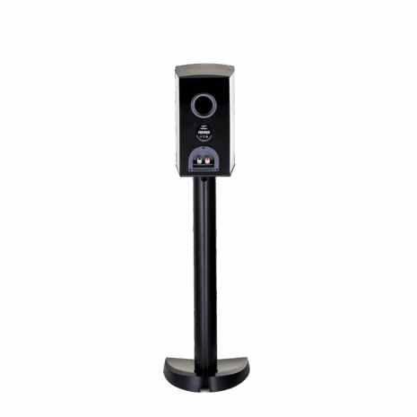 Paradigm Premier 200b Bookshelf Speakers white on stand back view