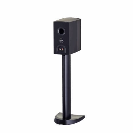 Paradigm Premier 200b Bookshelf Speakers black on stand back view
