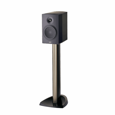 Paradigm Premier 200b Bookshelf Speakers black on stand without grill