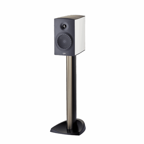 Paradigm Premier 200b Bookshelf Speakers white one stand without grill