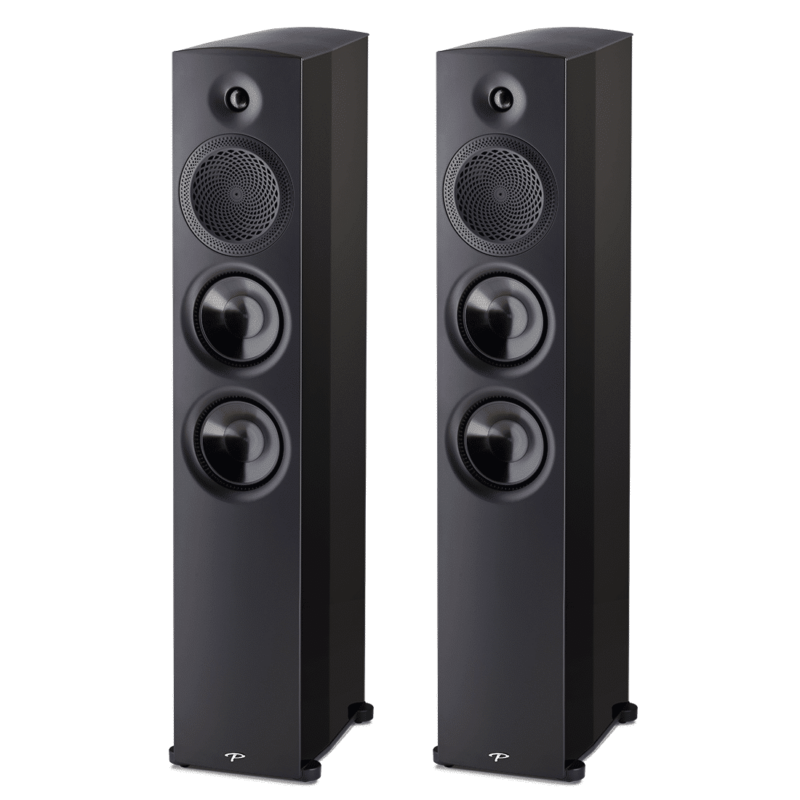 Paradigm Premier 800F Floor Standing Speakers black front angled view without gril