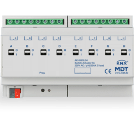 MDT Switch Actuator 8-fold, 8SU MDRC, 16/20 A, 230 V AC, C-load, industrie, 200 μF