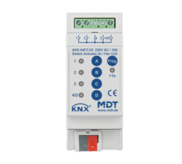 MDT Switch Actuator 4-fold, 2SU MDRC, 16 A, 230 V AC, compact, 70 µF, 10 ECG, Fan coil