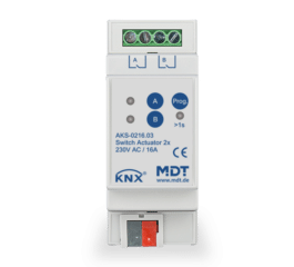 MDT Switch Actuator 2-fold, 2SU MDRC, 16 A, 230 V AC, C-load, standard, 140 μF