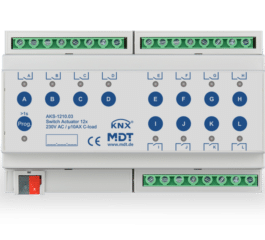 MDT Switch Actuator 12-fold, 8SU MDRC, 10 A, 230 V AC, C-load, standard, 140 μF