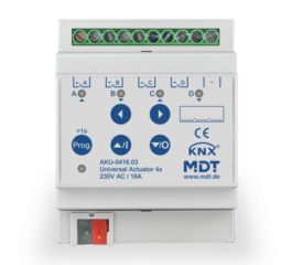 MDT Universal Actuator 4-fold, 4SU MDRC, 16 A, 230 V AC, 100 μF, 15 ECG