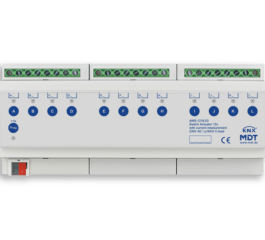 MDT Switch Actuator 12-fold, 12SU MDRC, 16 A, 230 V AC, C-load, standard, 140 μF, current measurement