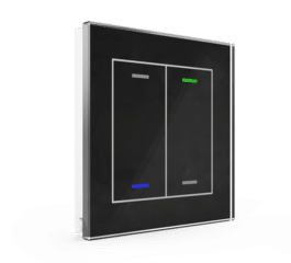 MDT Glass Push Button II Lite 2-fold, RGBW, neutral, with temperature sensor, Black
