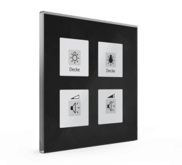 MDT Glass Push Button Plus 4-fold, Black, with Temperature Sensor
