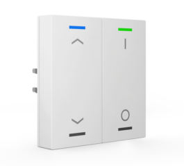 MDT Push Button Lite 63 2-fold, RGBW, blinds and switch, studio white glossy finish