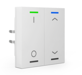 MDT Push Button Lite 63 2-fold, RGBW, switch and blinds, studio white glossy finish