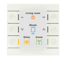 MDT Push Button Smart 86 with colour display and temperature sensor, White glossy finish