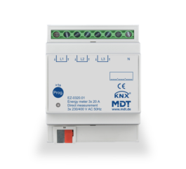 MDT Energy meter 3-fold 20 A, direct measurement, 4TE REG, 230/400 V AC