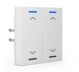 MDT KNX Push Button Lite 55 2 gang, RGBW, blinds, with temperature sensor, White glossy finish