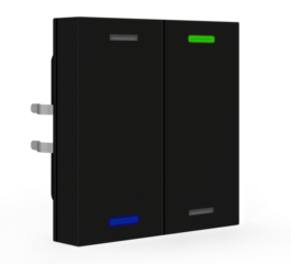 MDT KNX Push Button Lite 55 2 gang, RGBW, neutral, with temperature sensor, Black matt