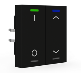 MDT KNX Push Button Lite 55 2 gang, RGBW, switch and blinds, with temperature sensor, Black matt
